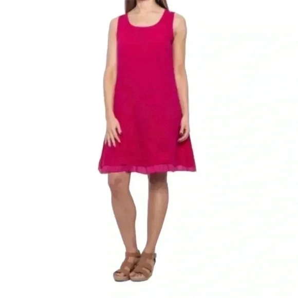 allegra Masetti Dresses & Skirts - NEW Allegra Masetti size medium fuscia ruffle pink pure linen dress